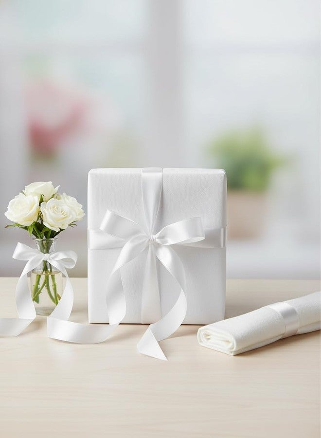 فينيس شريط ساتان فاخر للزينة، تغليف الهدايا، متعدد الاستخدامات (أبيض، المقاس: 2 بوصة، التعبئة: 22 متراً) - Image 3